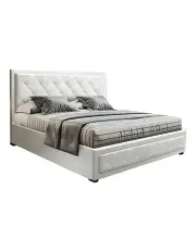 [Artiss] Tiyo Gas Lift Queen Size Bed Frame in White