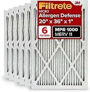 Filtrete AC Furnace Air Filter, MERV 11, MPR 1000, Micro Allergen Defense, 3-Month Pleated 2.54 cm Electrostatic Air Cleaning Filter, 6 Pack (50.8 x 91.4 x 2.5 cm)