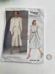 Uncut Vogue Pattern John Anthony #1387 jacket skirt top size 12 bust 34