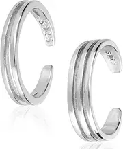 [Mikovivi] 2pcs Silver Open Toe Rings, 2 Styles 925 Sterling Silver Band Toe Rings Non Tarnish Minimalist Summer Beach Foot Jewelry Women