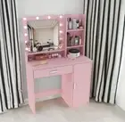 Small Vanity Desk, Vanity Desk with Mirror and Lights, Makeup Vanity Desk Pink