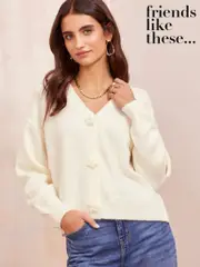 Friends Like These Ivory Rose Button Cardigan (AH5195) | $97