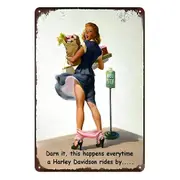 3x Harley Davidson Darn It Happens Rides By Lady Tin Sign Rustic Vintage