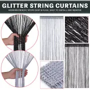 Glitter String Curtain Panels Door Fly Screen Room Divider Voile Net Curtains