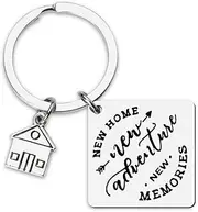 [YALLNASL] Housewarming Gift New Home Keychain for Frends House Warming Keychains Gifts for New Home Owners Couples New House Keychain Realtor Gifts for Clients New Home New Adventures New Memories Keychains