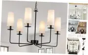 Black Modern Chandeliers for Dining Room,6-Light Farmhouse Dining Room Light