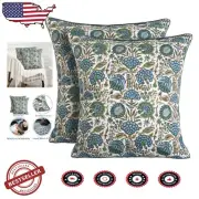 Chic Asparagus Green Print Cotton Throw Pillow Covers for Boho Living Rooms
