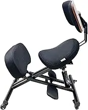 Ergonomic Saddle Chair, Posture Correction Chair Kneeling Chair with Back Support Adjustable Mesh Seat for Home Office