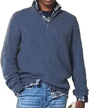 [motyeak] 2024 New Men's Cashmere Business Casual Zipper Sweater,Quarter Zip Mens Sweater (Blue,M)