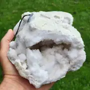 3 LB 9.4 Oz Big 8-1/2" Length White Quartz Crystal Geode