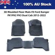 3D TPE Moulded Floor Mats Liner fit Ford Ranger PX1 PX2 PX3 Dual Cab 2012-2022 (for: Ford)