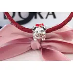 PIGGY BANK SILVER CHARM WITH BLACK AND RED ENAMEL 藩朵拉 蝴蝶結小紅豬