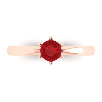 0.5Ct Round Cut Pink Tourmaline Solid Gold Solitaire Engagement Promise Ring