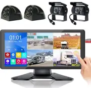 4CH 10.36" Touch Screen Quad Monitor DVR Backup camera For Truck Bus RV Reverse