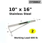 Shelf Bracket 16 x 10 Floating Support wall Mount Stainless Steel Heavy Duty 2