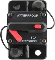 iplusmile 60 Amp Circuit Breaker Manual Reset Inline Fuse Inverter Waterproof 12V- 48V DC Fuse Holder for Motor Car Marine Trolling Boat Manual Power
