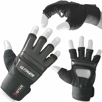 K STAR Leather MMA Boxing Gel Gloves Body Combat Punch Bag Training Martial Art