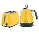 Vintage Electric Kettle & 2 Slice Toaster SET Combo Deal Stainless Steel Yellow