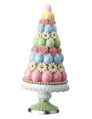 14 Inch Easter Egg Topiary Tree on Pedestal, Sparkling Easter Egg Sculpture