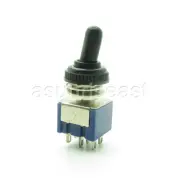 5x Toggle Switch DPDT ON-ON 6mm 2 Positions 6-Pin + Rubber Waterproof Cover Cap