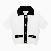 [Patou] White cotton cardigan with gold buttons M White