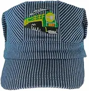Adult Men's Train Engineer Railway Hat The Real McCoy Adult, Green Steam Engine with “ I Trains “, Navy/White