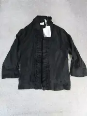 Chicos Jacket Womens 1 Medium Black Ruffled Elegance Emmet New