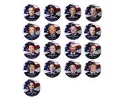 2016 REPUBLICAN PRESIDENTIAL CANDIDATES 1.5" CAMPAIGN BUTTON SET, 17 pieces