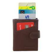 Pierre Cardin Leather Smart Slide Card Holder Tab Wallet RFID - Brown