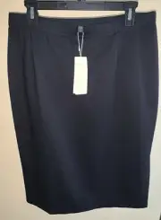 Eileen Fisher Black Tencel Stretch Ponte Pencil Skirt Side Split L