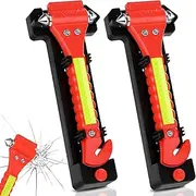 NEUTYPECHIC Pack of 2 Emergency Hammer Car with Seat Belt Cutter, 2 in 1, Safety Hammer with Seat Belt Cutter, Quick Cutting, Emergency Hammer Car Night Reflection Strips, Window Rescue Hammer for