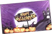 HOMOCONO Halloween Photo Booth Backdrop Durable Background Cloth for Halloween Creepy Sky Pumpkin Design Easy to Carry and Up