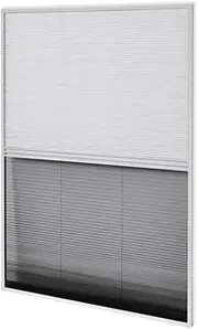 vidaXL Aluminium Pleated Blinds with Insect Screen and Shade for Windows, Size 60x80 cm, Black Mesh and White Frame