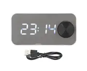 Wireless Bluetooth Speaker Multifunction Noise Cancelling Temperature Display Voice Broadcast Fm Radio Mirror Alarm Clock White