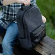 PX Clothing Landen Canvas Backpack (8BG9017M Black) Brand New