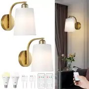 Battery Operated Wall Sconces Set of 2, Rechargeable Wireless Wall Lights Gold