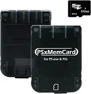 BITFUNX PSxMemCard PS1 Memory Card - Supports Firmware Upgrade, Saves Game Data and FreePSXBoot, Includes a 512MB MicroSD Card, High Speed Game Memory Card for PS1/PS One Console