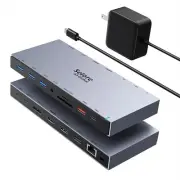 Dual HDMI Docking Station 3 Monitor,USB C Laptop Docking Station with 65W Pow...