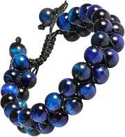 Nupuyai Chakra Healing Crystal Bracelet for Women Men, Adjustable Braided Beads Stone Bracelet for Reiki Yoga Meditation