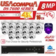 HIKVISION 8MP 4K SECURITY CAMERAS SYSTEM 16CH POE TURRET 4K W/AUDIO W/ HDD