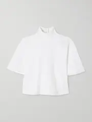 [Alaïa] Alaïa - Cropped Cotton-jersey Turtleneck T-shirt - White - FR 40 FR 40 White