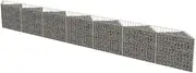 vidaXL Gabion Wall and Planter - Versatile, Durable Galvanised Steel, Garden Decor, Retaining Wall - High Load Capacity, Easy Assembly, 450x30x50 cm Silver