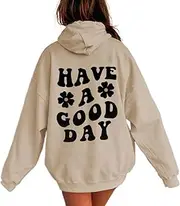[YUTILA] Women's Hoodie Oversize Back Print Hoodie Pullover Print Sweatshirt with Hood Pullover Graphic Print Sweatshirt
