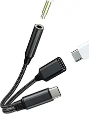 USB C to 3.5mm Audio Adapter for iPhone(2 in 1) Type-c Charging Cable Charger Car Stereo AUX Headphone Jack Splitter for Apple 15 Pro Max Plus Ipad Pro Air Mini Dongle for Samsung MacBook Accessories