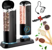 Electric Salt and Pepper Grinder Set: Rechargeable Salt and Pepper Shakers Set E