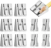 10 Pcs Pencil Sharpeners Set, 6 Pcs Double Hole & 4 Pcs Single Hole Metal Pencil Sharpener Manual Graphite Pencil Sharpener Handheld Crayon Sharpener for Home School Office Supplies