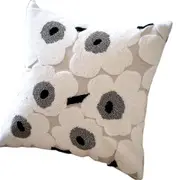 Poppy Flower Throw Pillow Cover Soft Cotton Square Cushion Cover 18" x 18" Pillow Cover