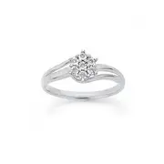 9ct White Gold Diamond Flower Dress Ring