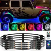 4x 15.5'' LED RGB Truck Wheel Ring Lights Bluetooth APP Remote For Jeep Wrangler