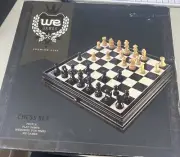 WE Games French Staunton Chess & Checkers Set - Weighted Pieces, Black Stained